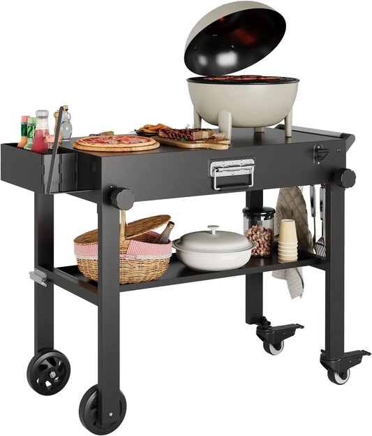 Tacleekii Portable Grill Cart For Blackstone Griddles With Locking Wheels