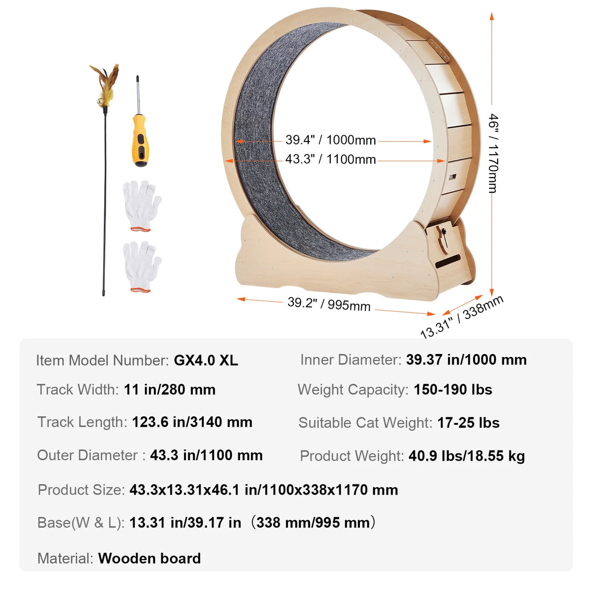 Solid Wooden Cat Running Wheel For Indoor Fitness Training