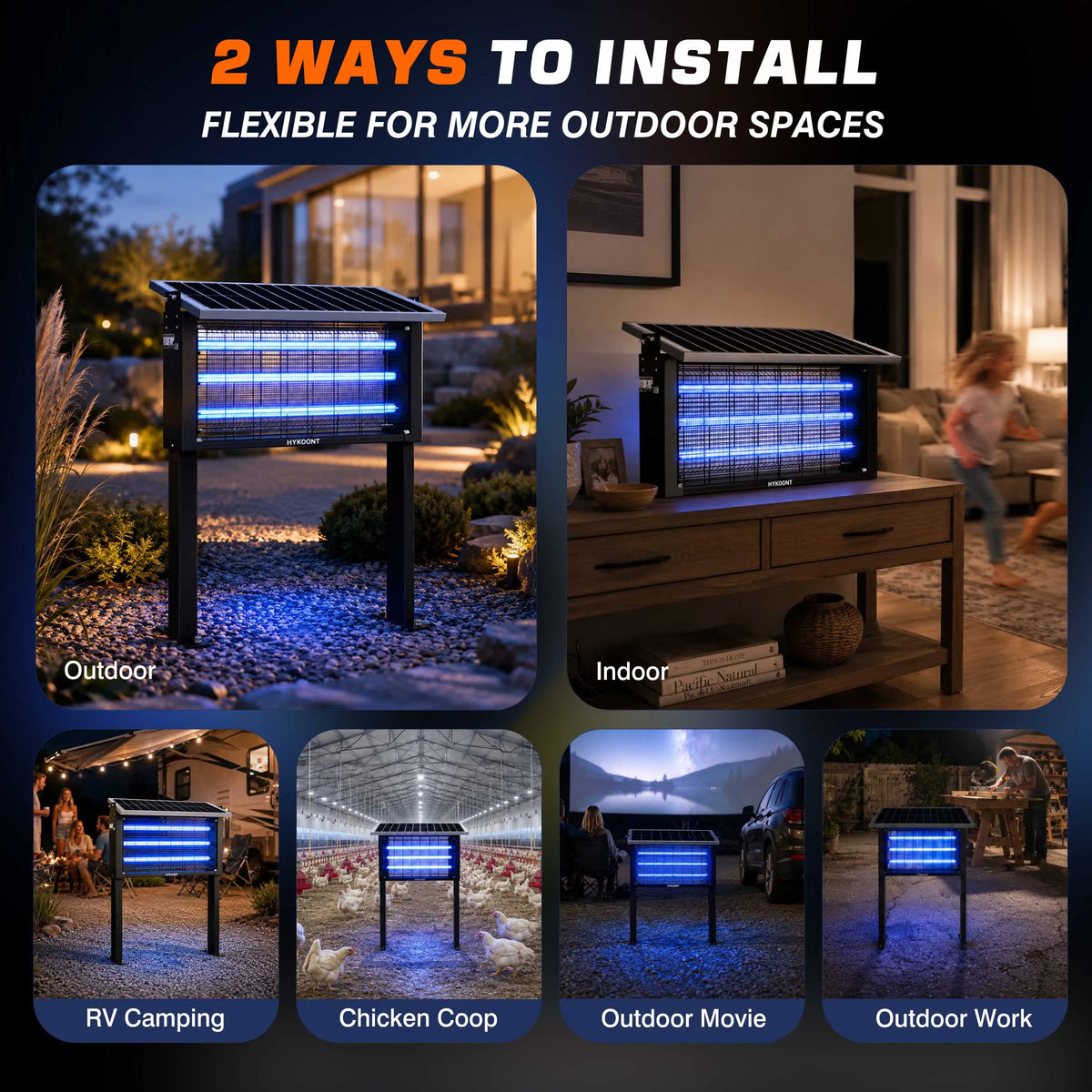 Hykoont Solar Bug Zapper Light Outdoor Insect Trap Lamp