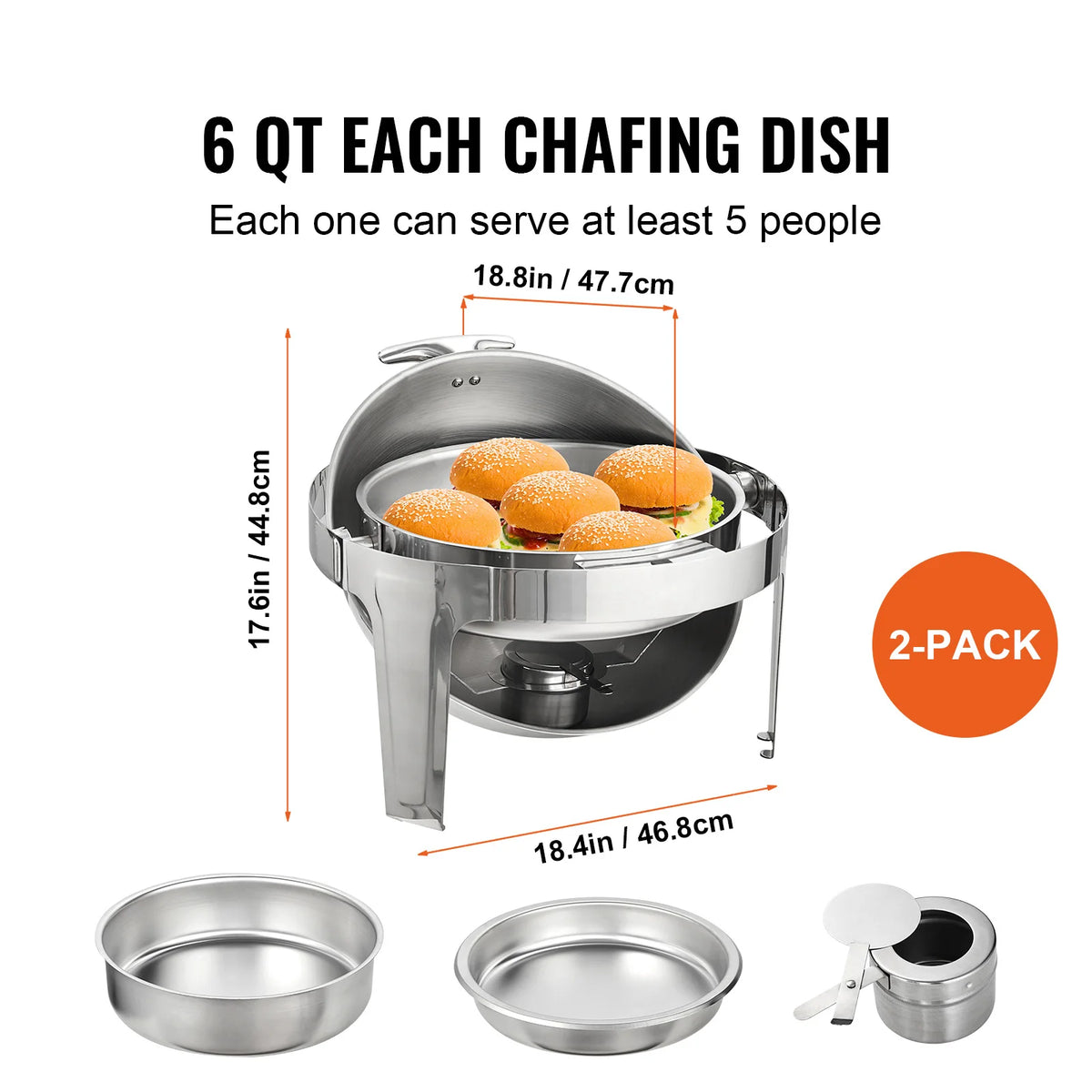 SucceBuy Roll Top Stainless Steel Chafing Dish Buffet Warmer Set