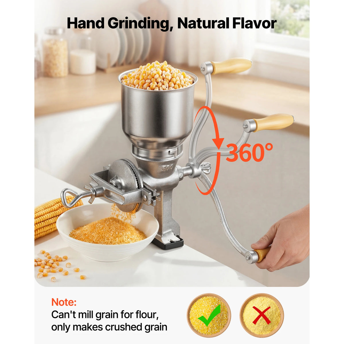 SucceBuy Manual Grain Mill With Table Clamp For Grains