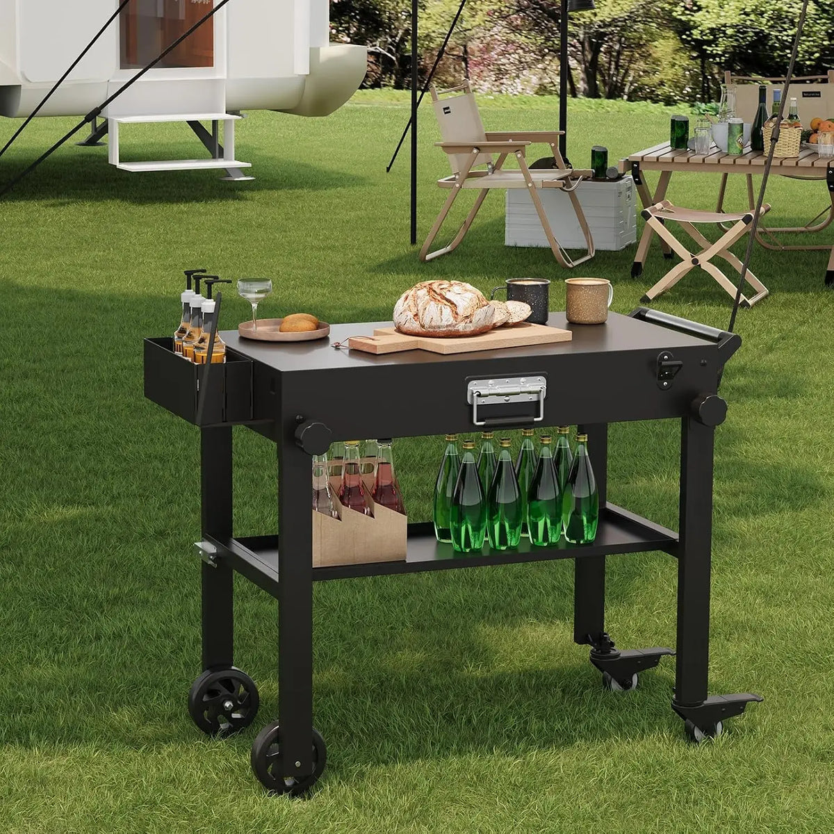 Tacleekii Portable Grill Cart For Blackstone Griddles With Locking Wheels