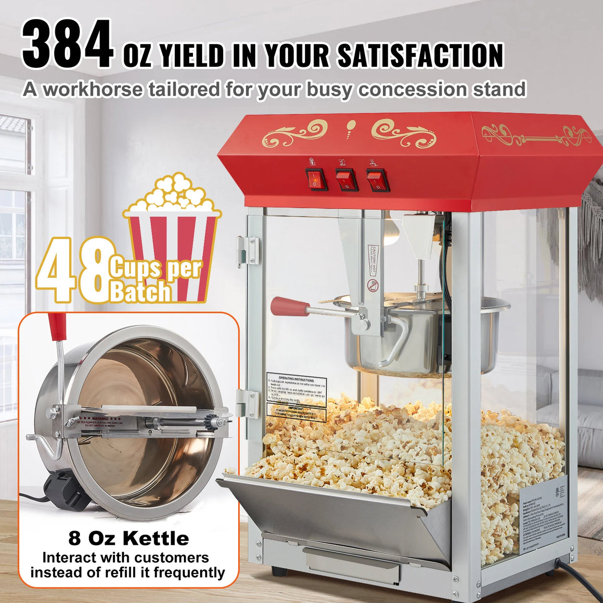 SucceBuy Commercial Electric Popcorn Popper Machine With Scoop
