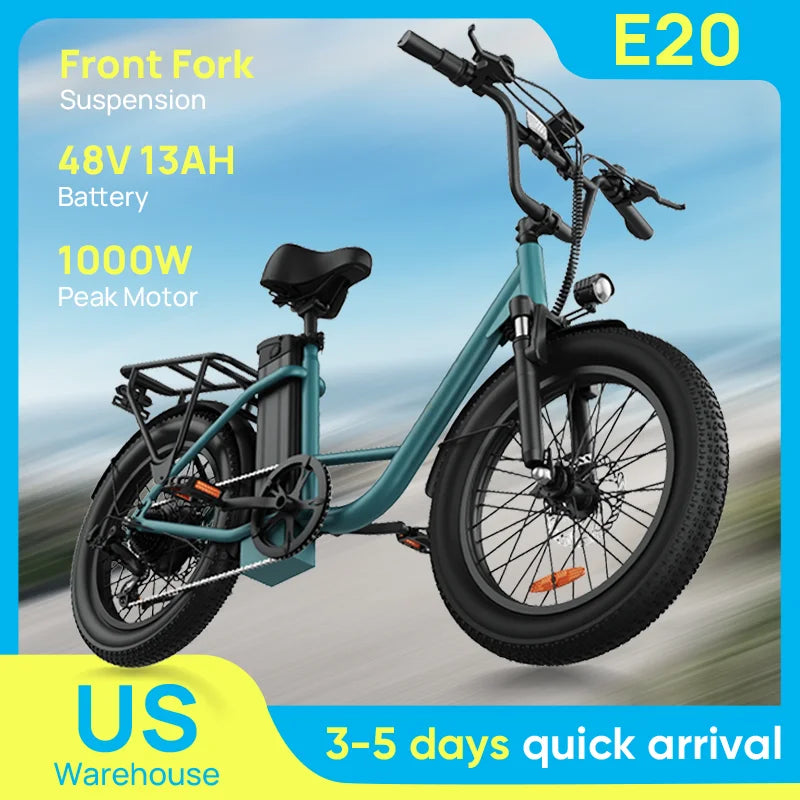 URLIFE 750W Electric Fat Tire E-Bike With Dual Disc Brakes