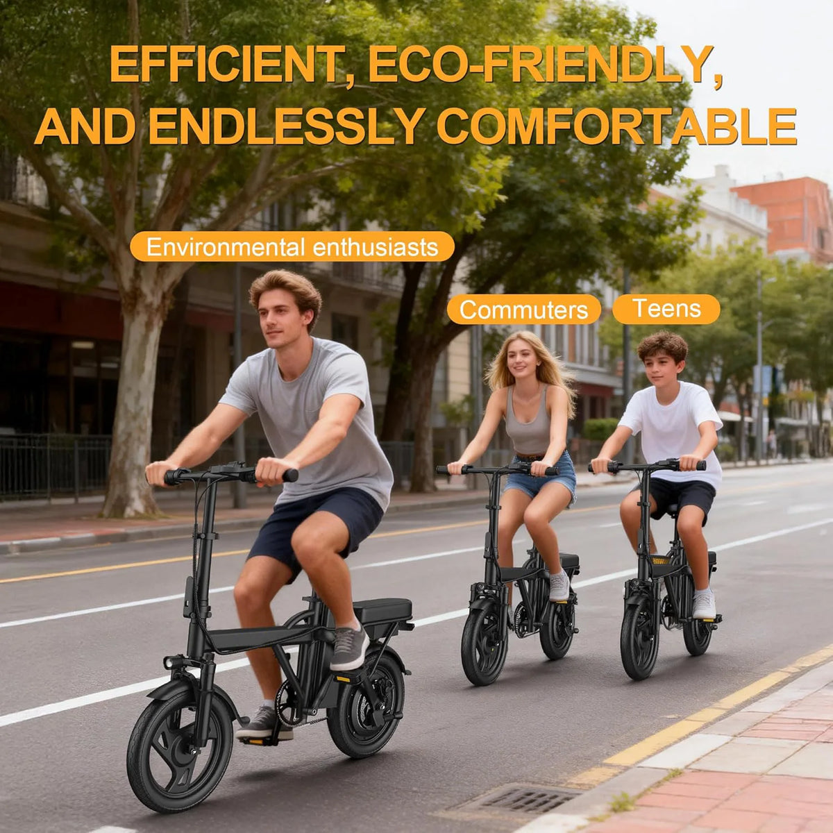 Ladped Foldable Dual Seat Electric Bike 500W Motor 48V Battery
