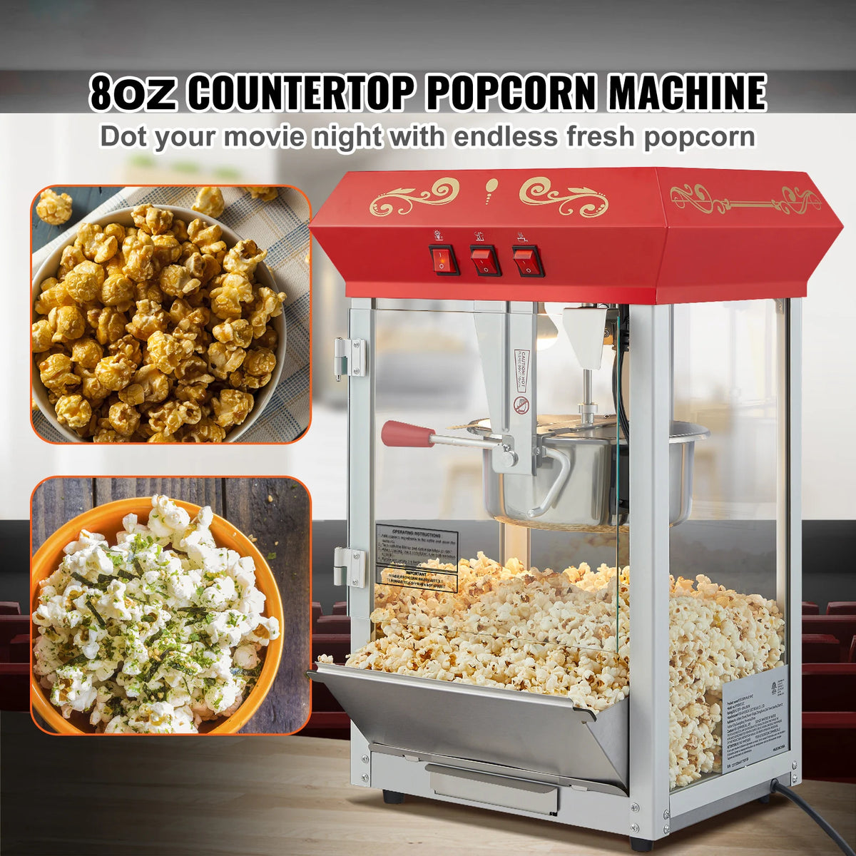 SucceBuy Commercial Electric Popcorn Popper Machine With Scoop