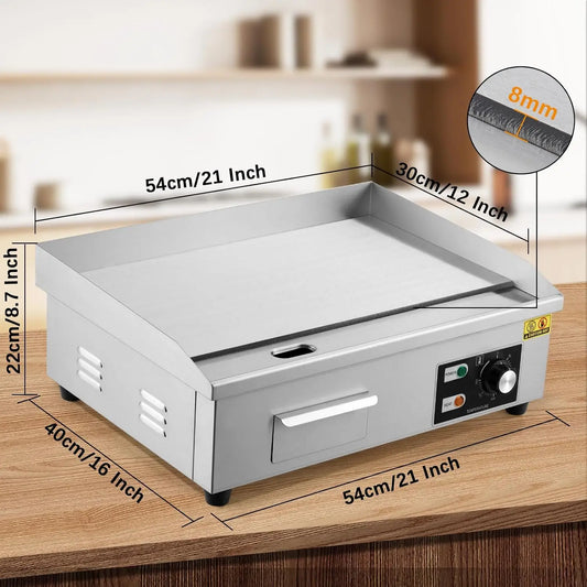 Tacleekii Commercial Electric Griddle Stainless Steel Flat Top Grill