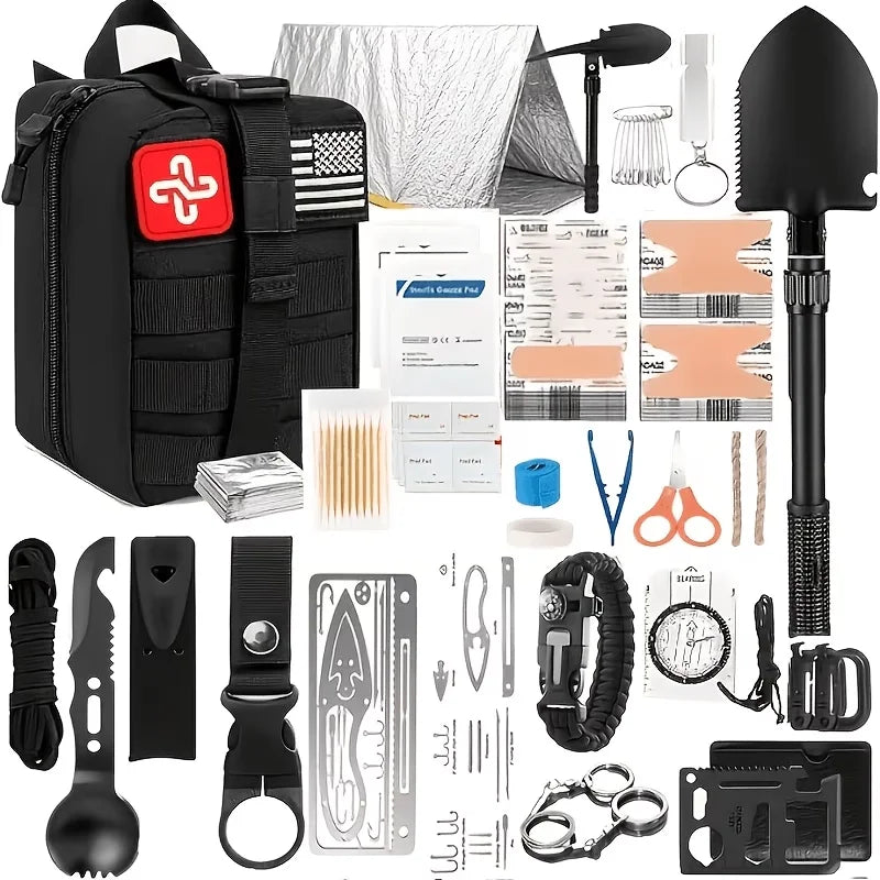 Survival First Aid Kit With Molle Bag For Camping And Emergency Rescue