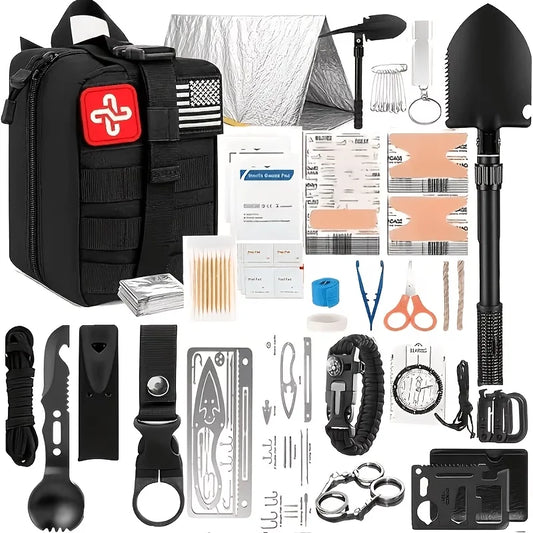 Survival First Aid Kit With Molle Bag For Camping And Emergency Rescue