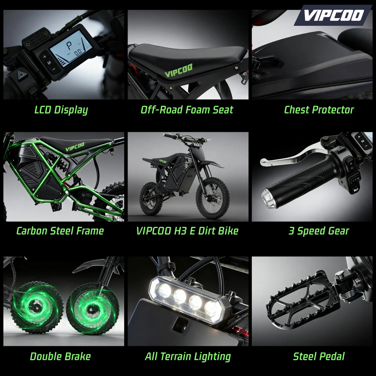 VIPCOO H3 Electric Fat Tire Dirt Bike With Hydraulic Brakes