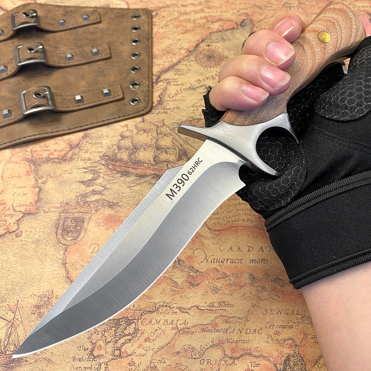 Gdekls Stainless Steel Wooden Handle Fixed Blade Outdoor Knife