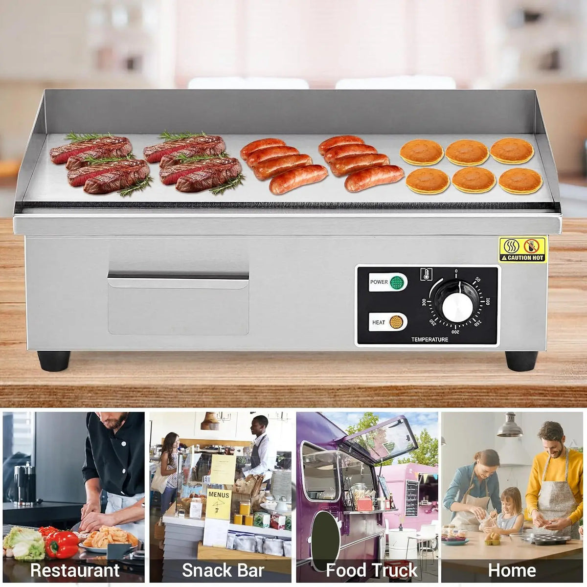 Tacleekii Commercial Electric Griddle Stainless Steel Flat Top Grill