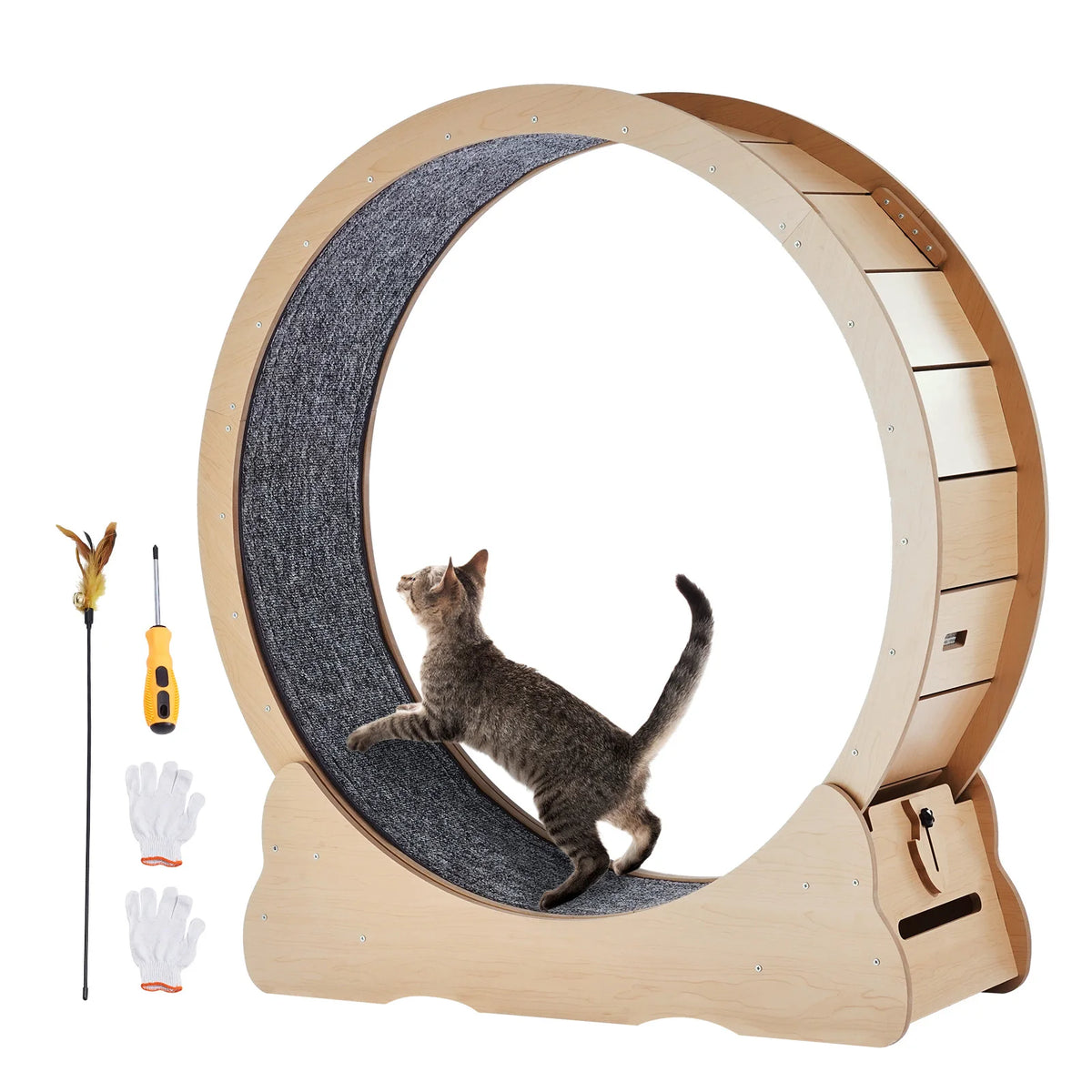 Solid Wooden Cat Running Wheel For Indoor Fitness Training