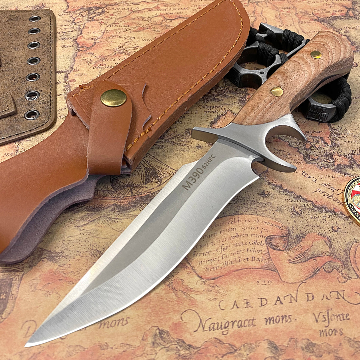 Gdekls Stainless Steel Wooden Handle Fixed Blade Outdoor Knife