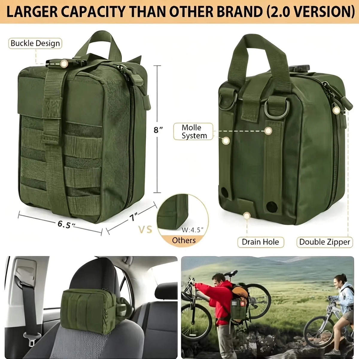 Survival First Aid Kit With Molle Bag For Camping And Emergency Rescue