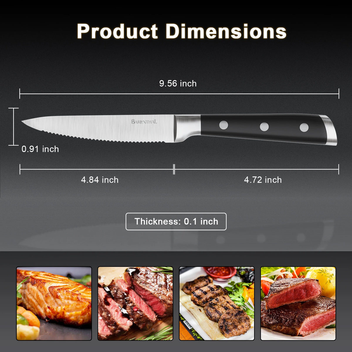 Barenthal Stainless Steel Serrated Steak Knife Set With Ergonomic Handle