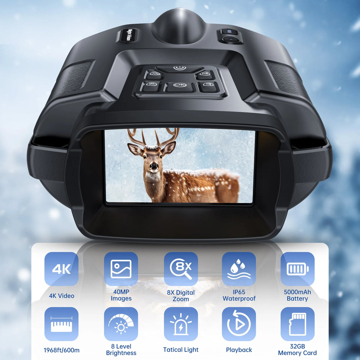 USB Rechargeable 4K Night Vision Binoculars With Digital Zoom