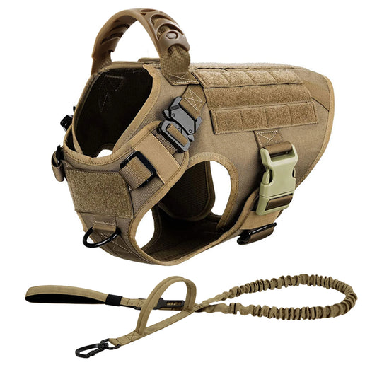 Heavy Duty Tactical Dog Harness Leash Set With Handle