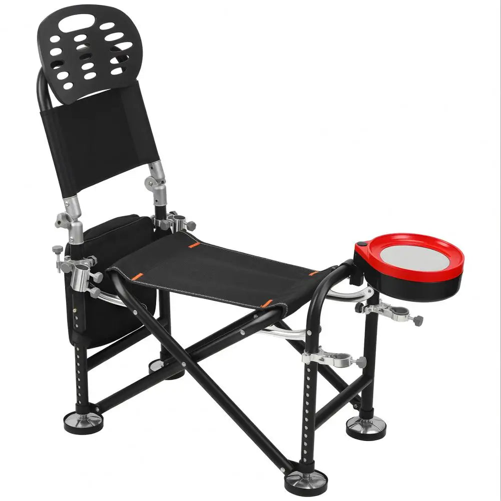Adjustable Folding Fishing Chair With Backrest Rod Holder And Bait Tray