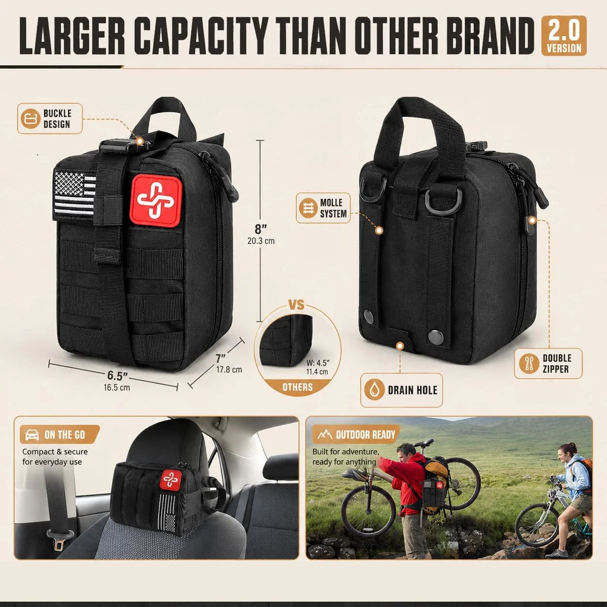 Portable Nylon Car Emergency First Aid Kit Backpack