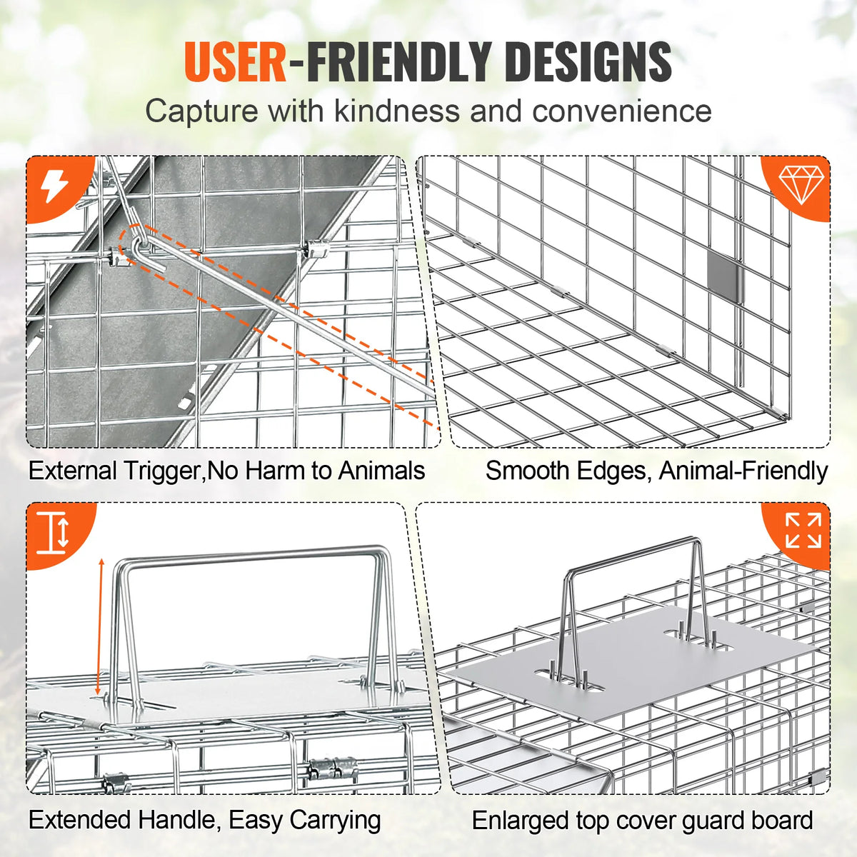 SucceBuy Humane Live Animal Trap Galvanized Iron Cage For Cats