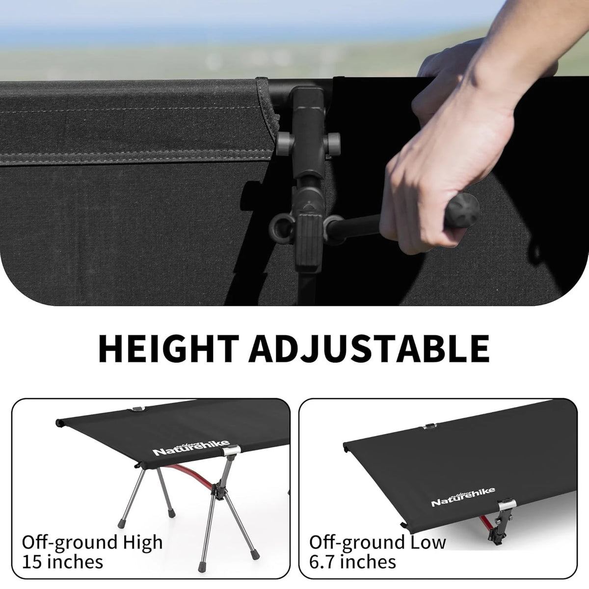 Naturehike Adjustable Height Folding Camping Cot For Travel