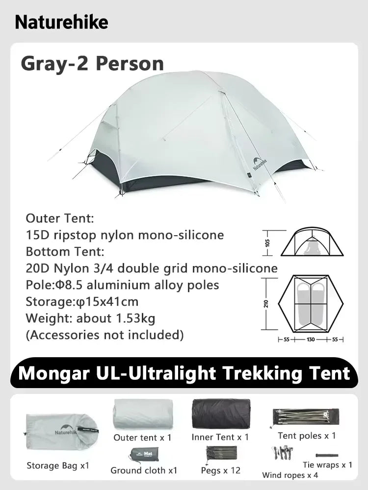 Naturehike Mongar Ultralight Waterproof Backpacking Tent For Hiking