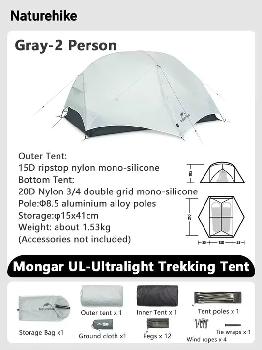 Naturehike Mongar Ultralight Waterproof Backpacking Tent For Hiking